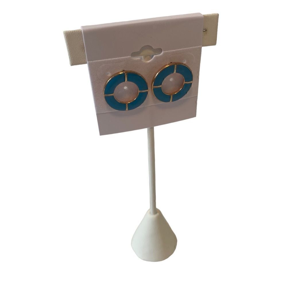 Turquoise Blue & Gold Open Circle Posts. - Picture 2 of 6